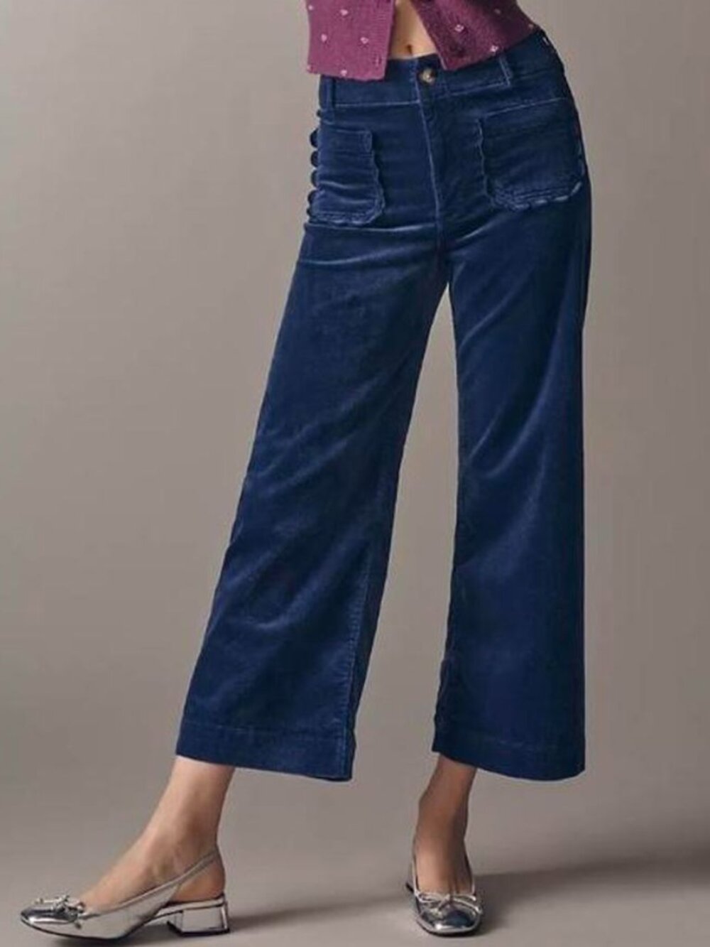 NEW! MAEVE ANTHRO THE COLETTE STRETCH CORDUROY WIDE LEG CROP HIGH RISE PANTS 25